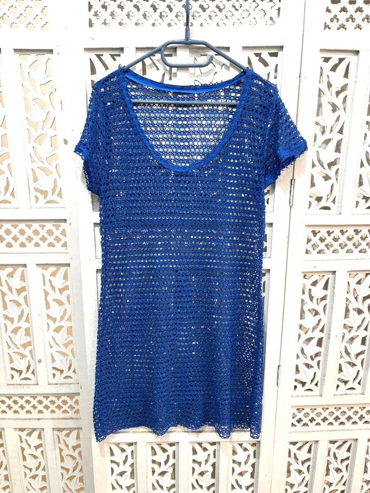 Blue Crochet Knit Top C