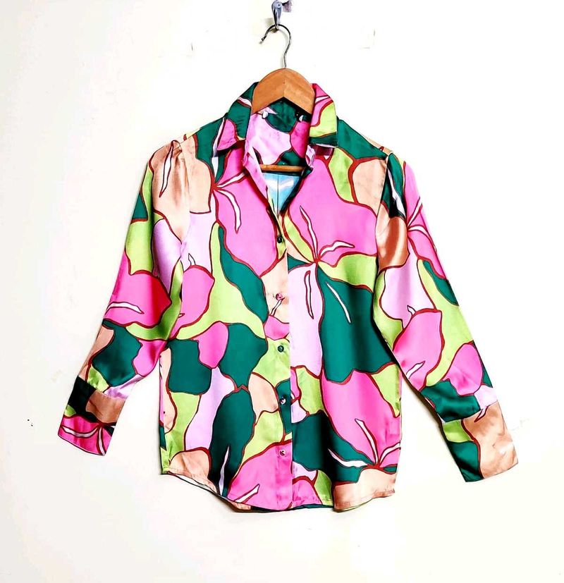 Multicolour Satin Shirt Size-36