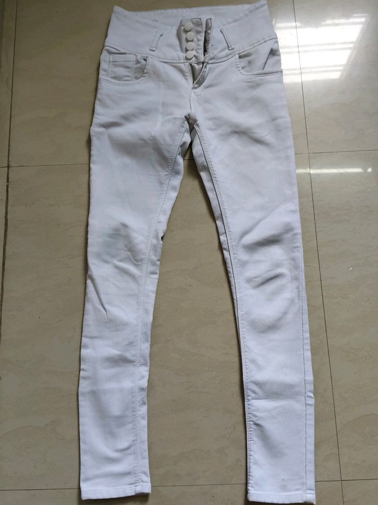 High Waist White Jeans