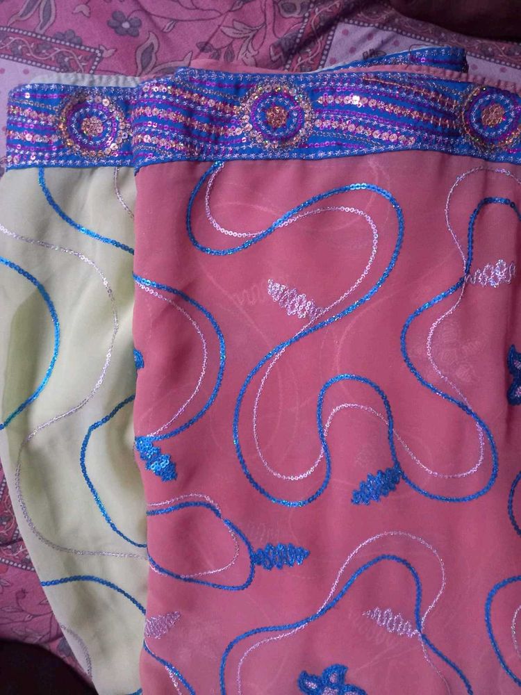 Embroidered Sarees - Set of Two