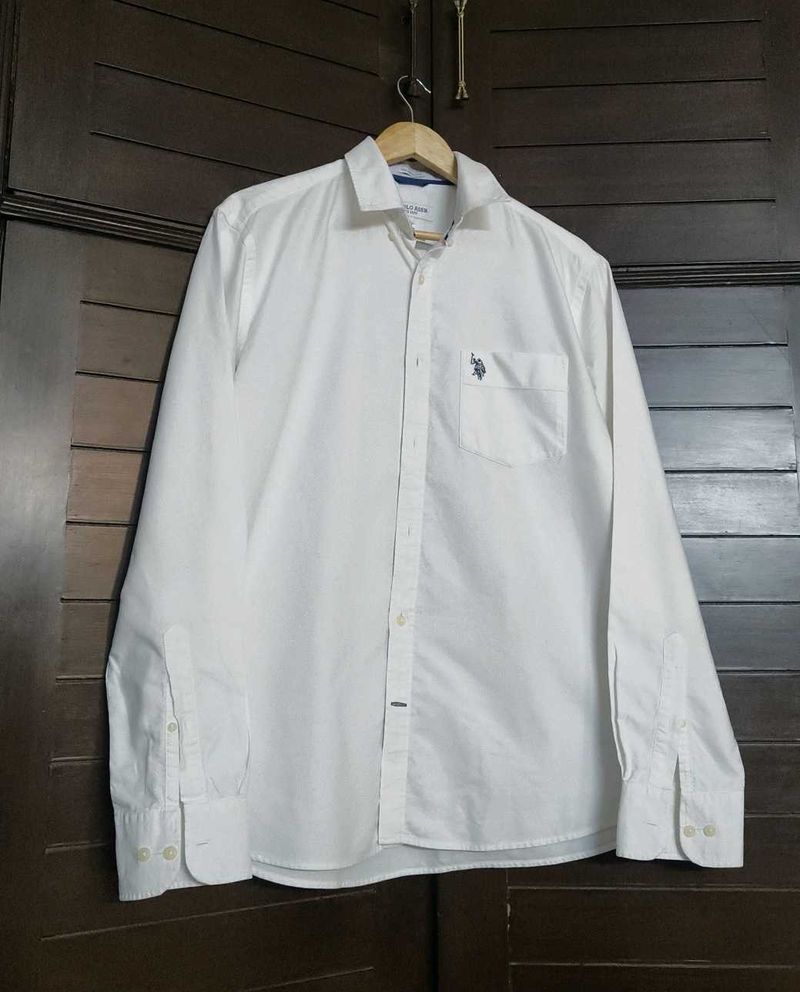 U.S. Polo Assn. Men White Cotton Tailoredfit Shirt