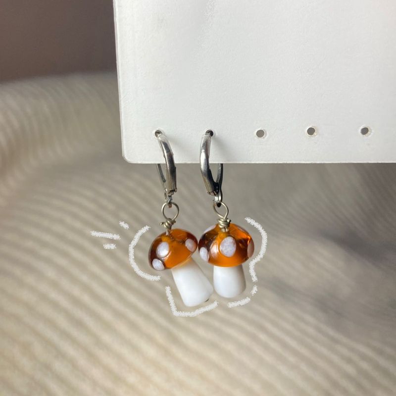 vintage mushroom dangle earrings