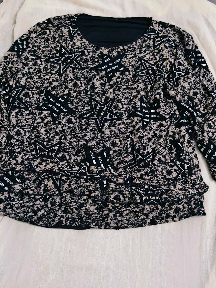 Star Print Long Sleeve Top