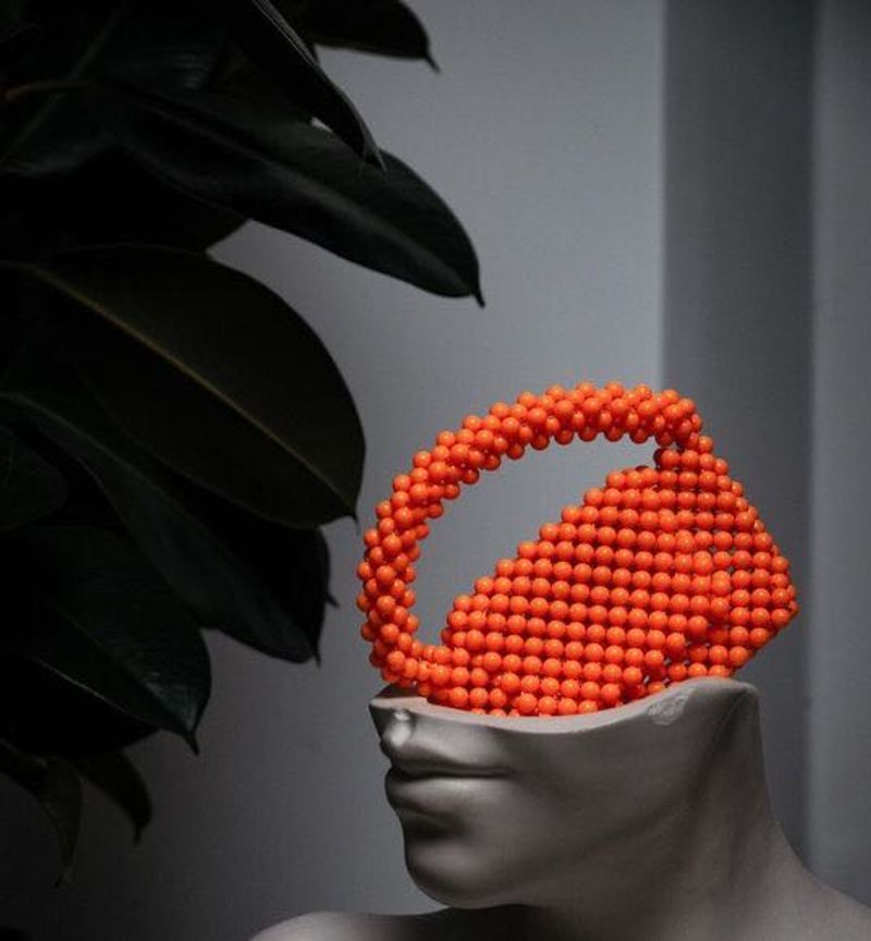 Orange Beaded Bag