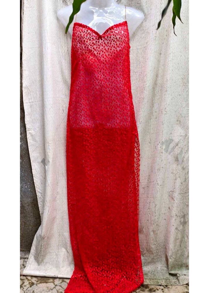 Red Sequin Maxi Dress