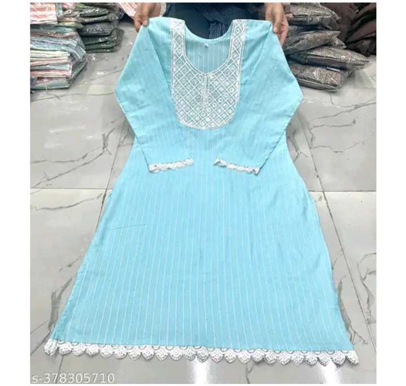 Light Blue Embroidered Kurti
