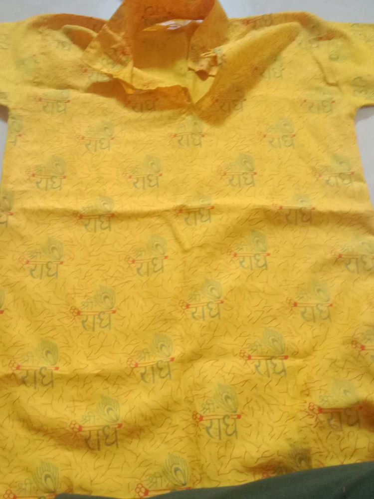 Boys Yellow Printed Kurta