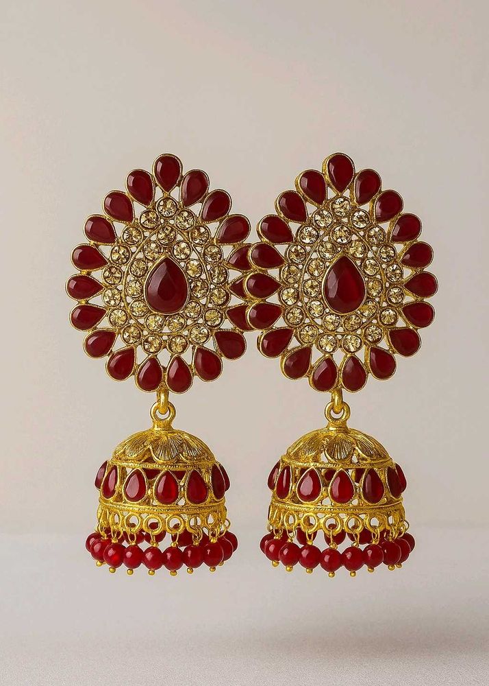 Golden Plated Red Earrings.