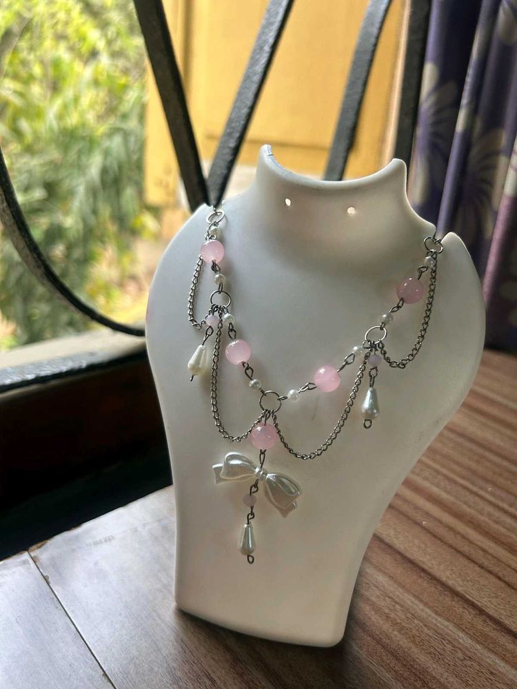 Pink Bow Necklace