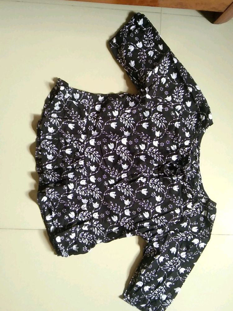 Dark Brown Peplum Crop Top