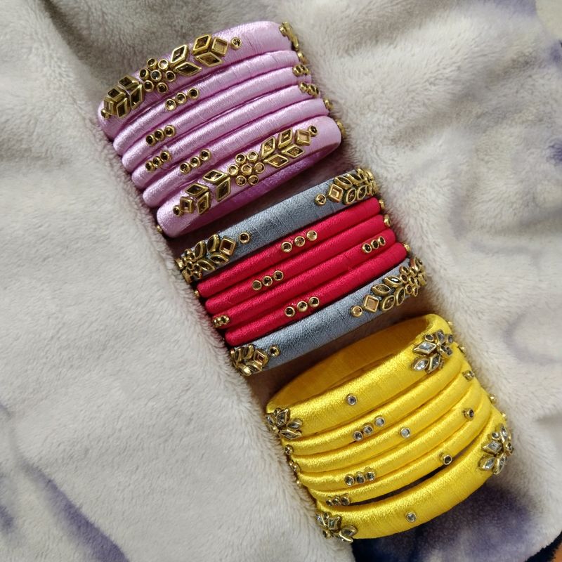 3 Set Combo Handcrafted Silk Thread Bangles