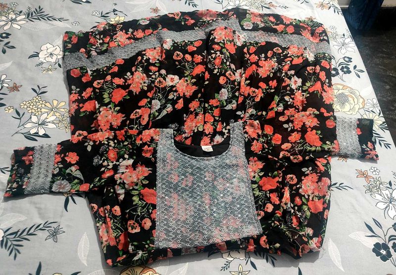 Floral Print Top &amp; Cardigan Set