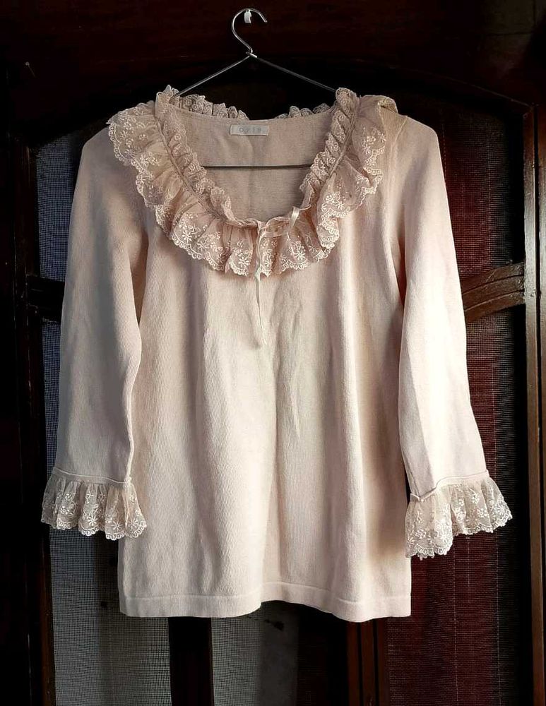 Lace Trim Cotton Top