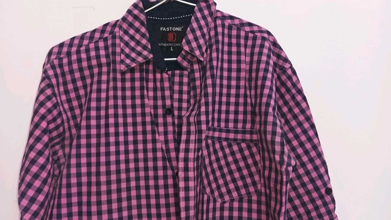 Pink &amp; Navy Checked Shirt