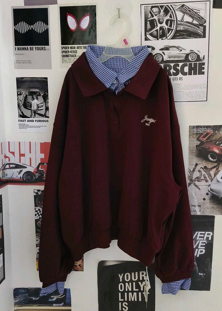Burgundy Layered Collar Top