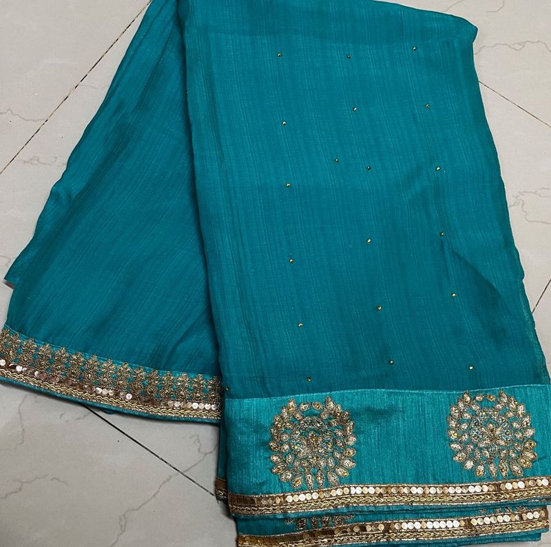 Teal Embellished Saree