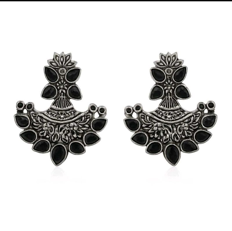 Statement Silver &amp; Black Earrings