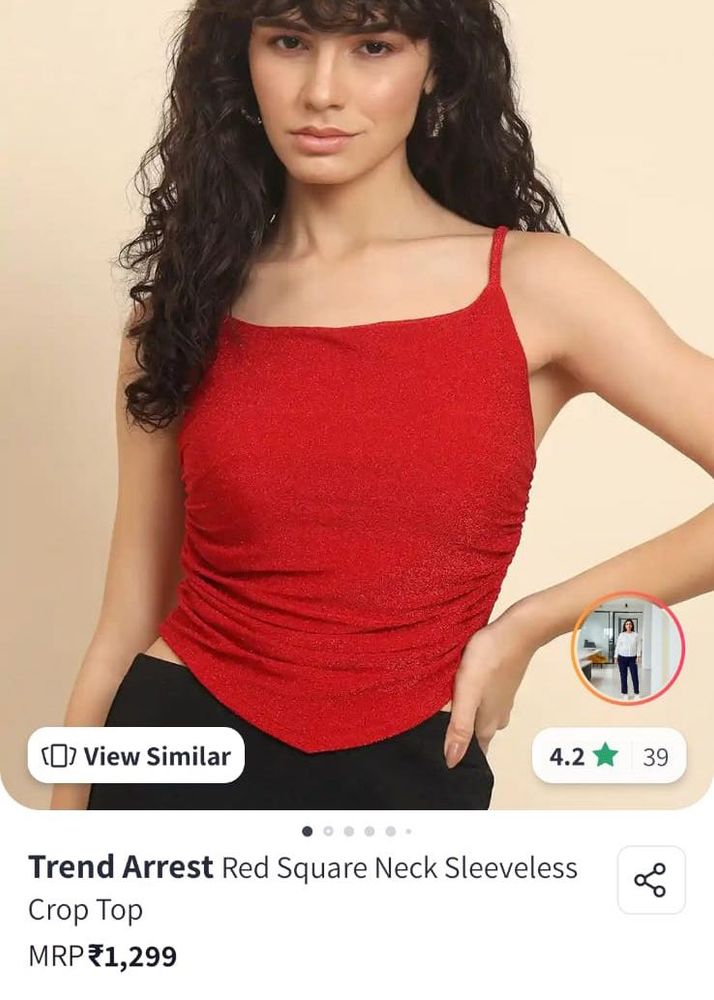 Red Glitter Top From Myntra