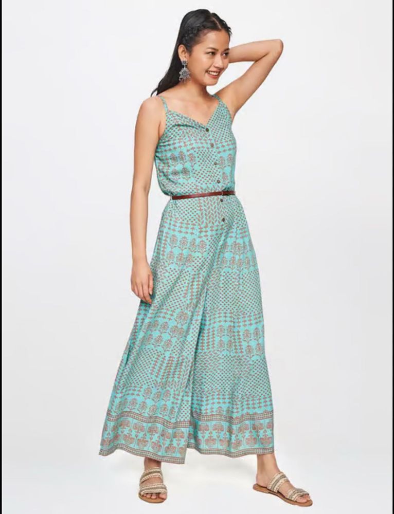 Blue Printed Jumpsuit