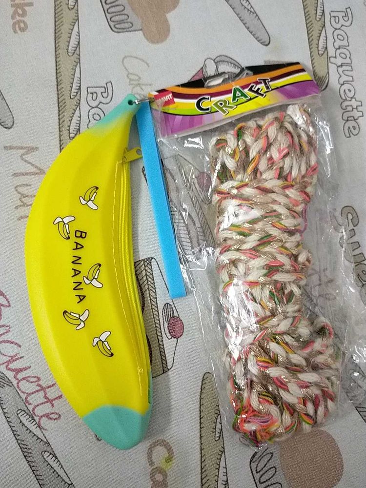 Banana Pencil Case &amp; Jute Craft Cord Set