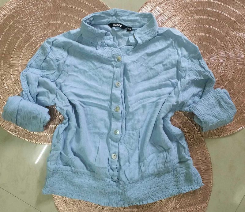 Button down shirt scrunch Top