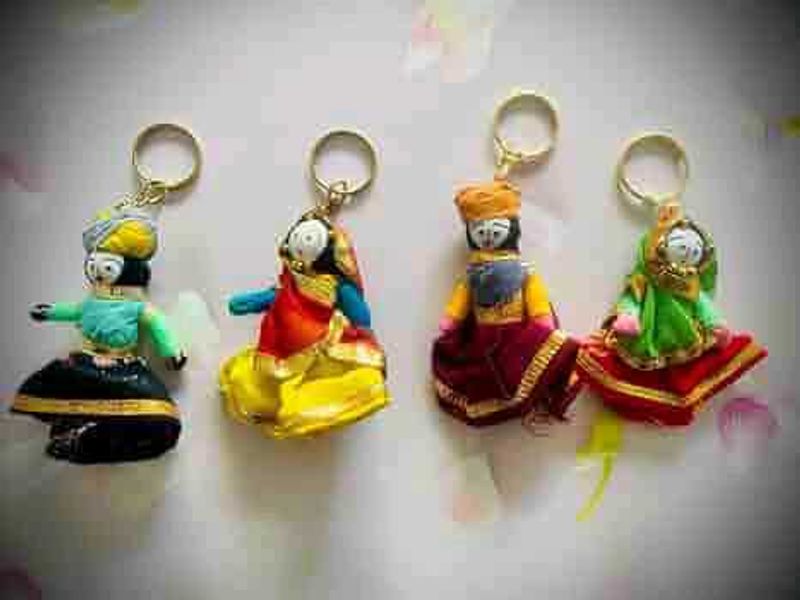 Handmade Indian Doll Keychains (Set of 4)