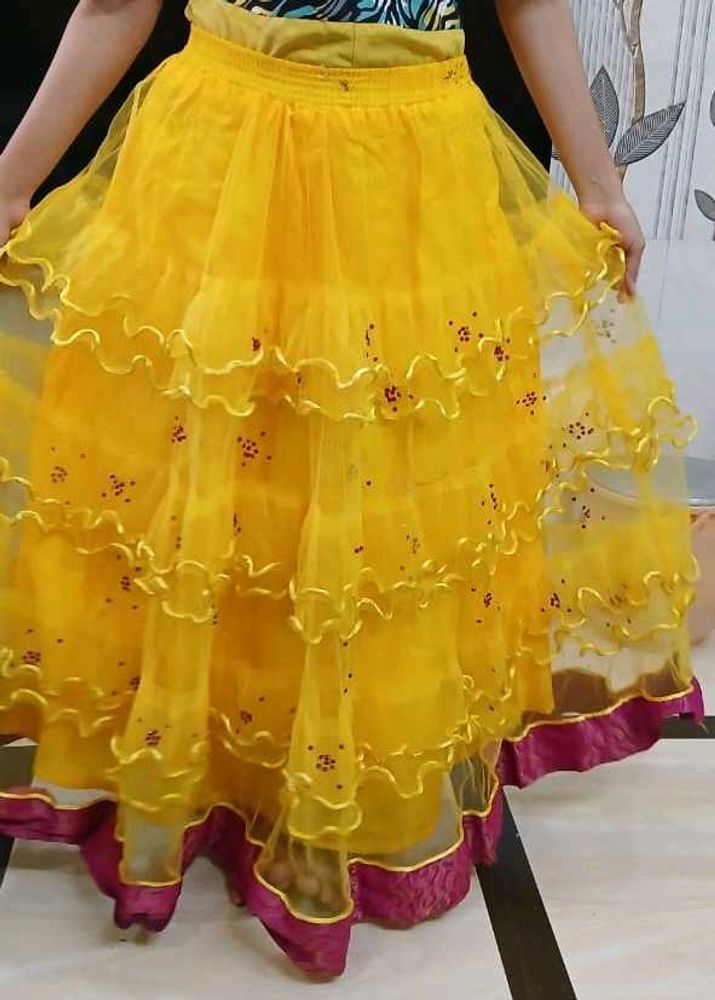 Yellow Ruffled Ethnic Skirt