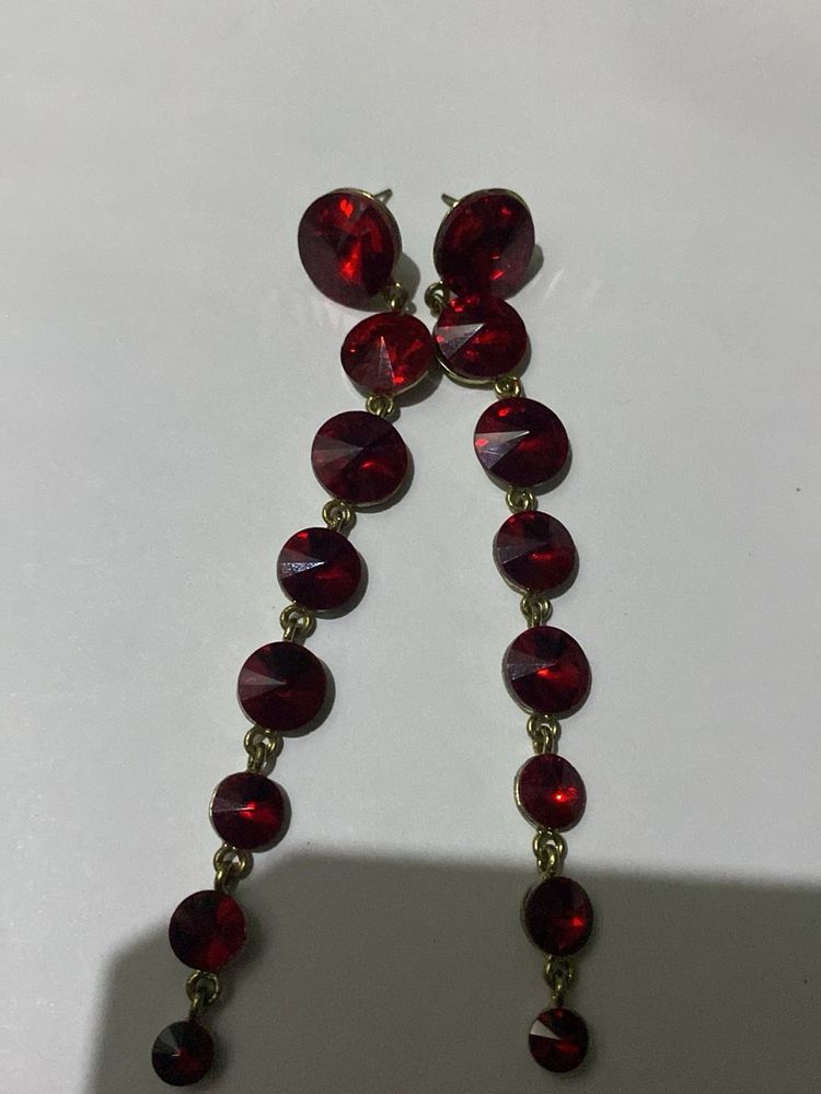 Red Gemstone Dangle Earrings