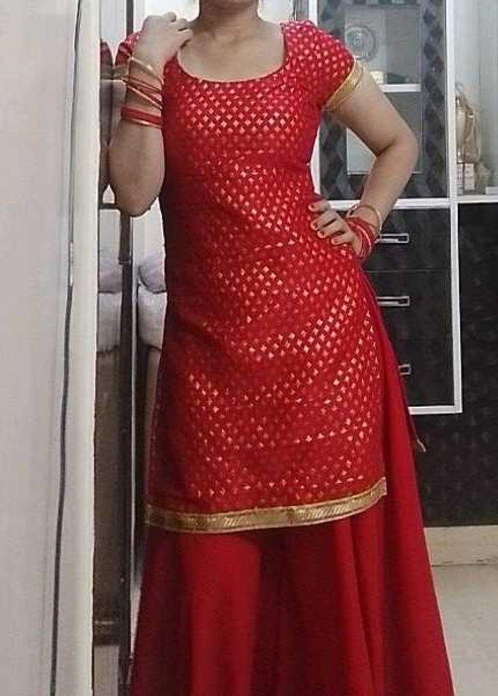 full gher plazzo suit dupatta