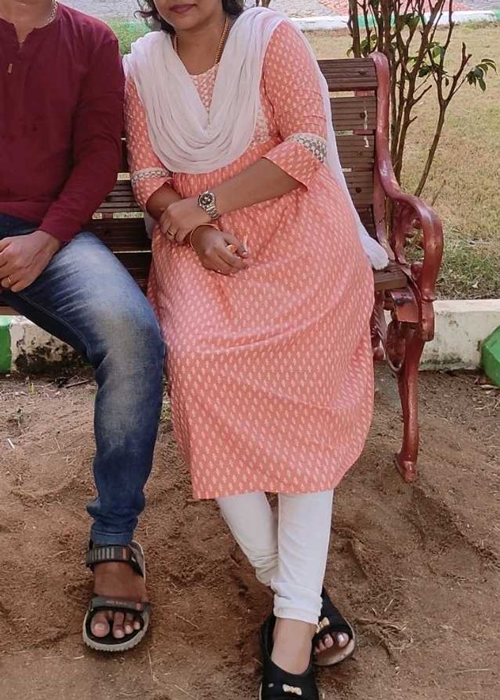 Peach Embroidered Kurti