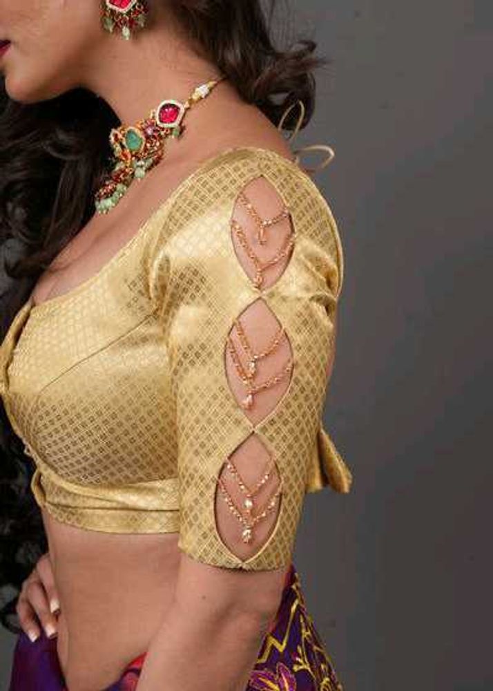Golden Blouse With Cutout Sleeves