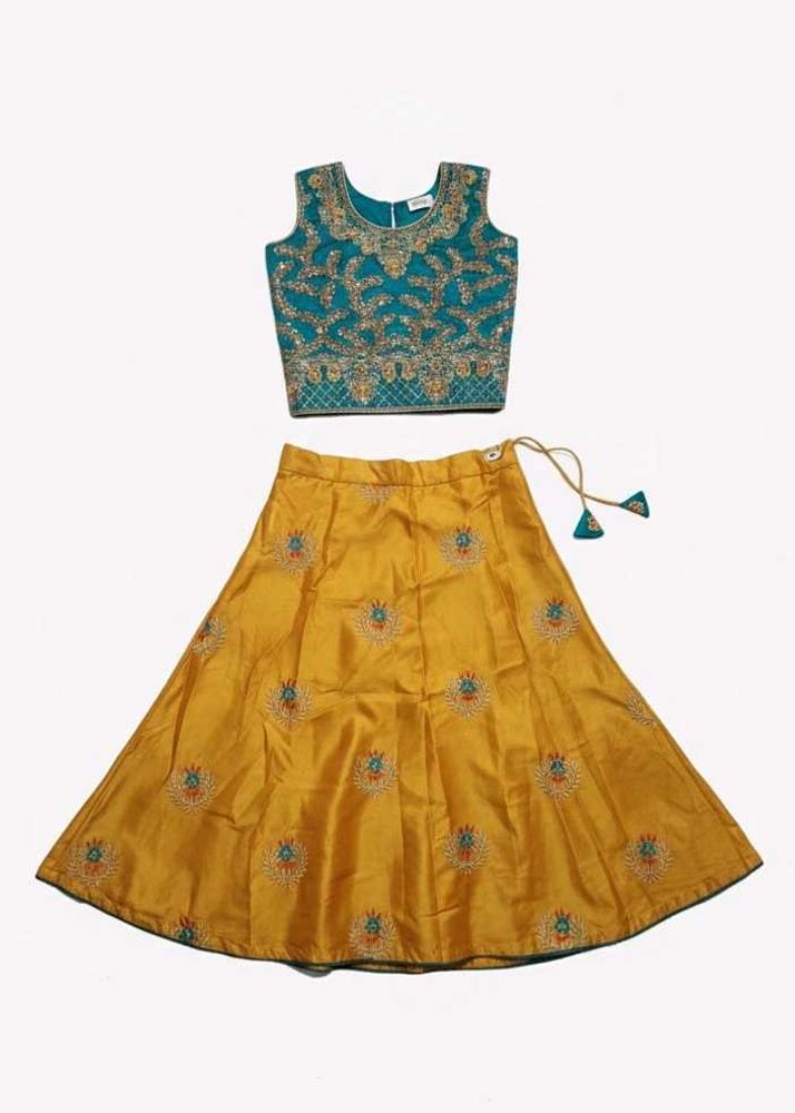 Green &amp; Gold Lehenga Choli Set