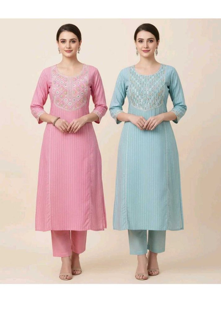 Elegant Pink &amp; Blue Kurta Set
