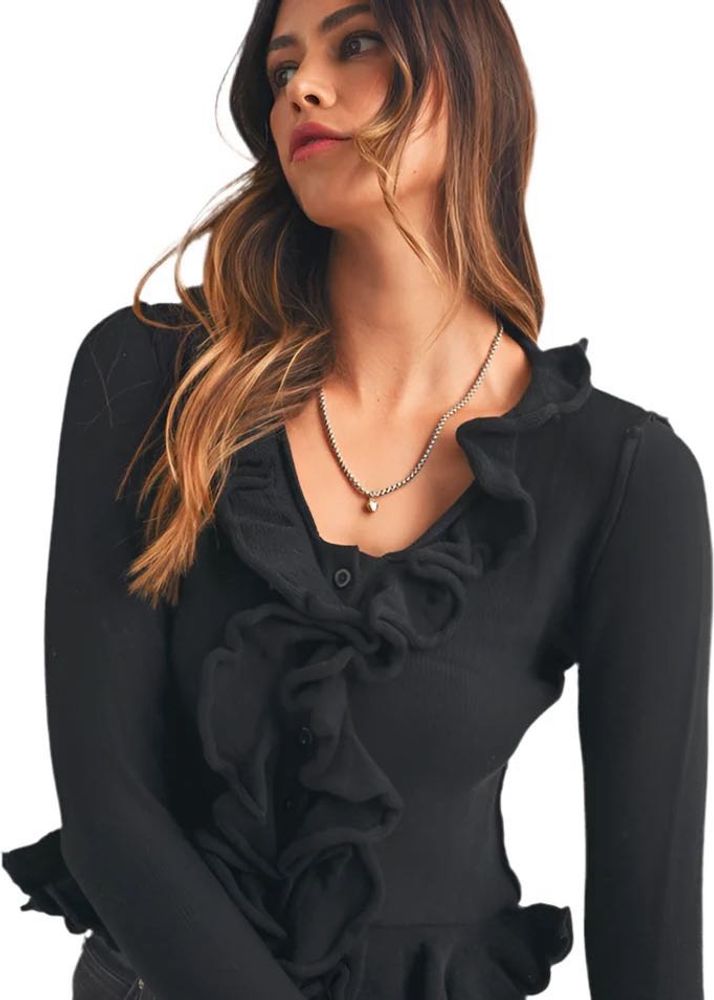 Ralph lauren Old Money Style Black Ruffled
