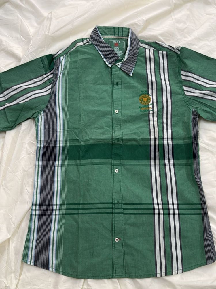 Green Plus Sized Checkered Shirt For Men