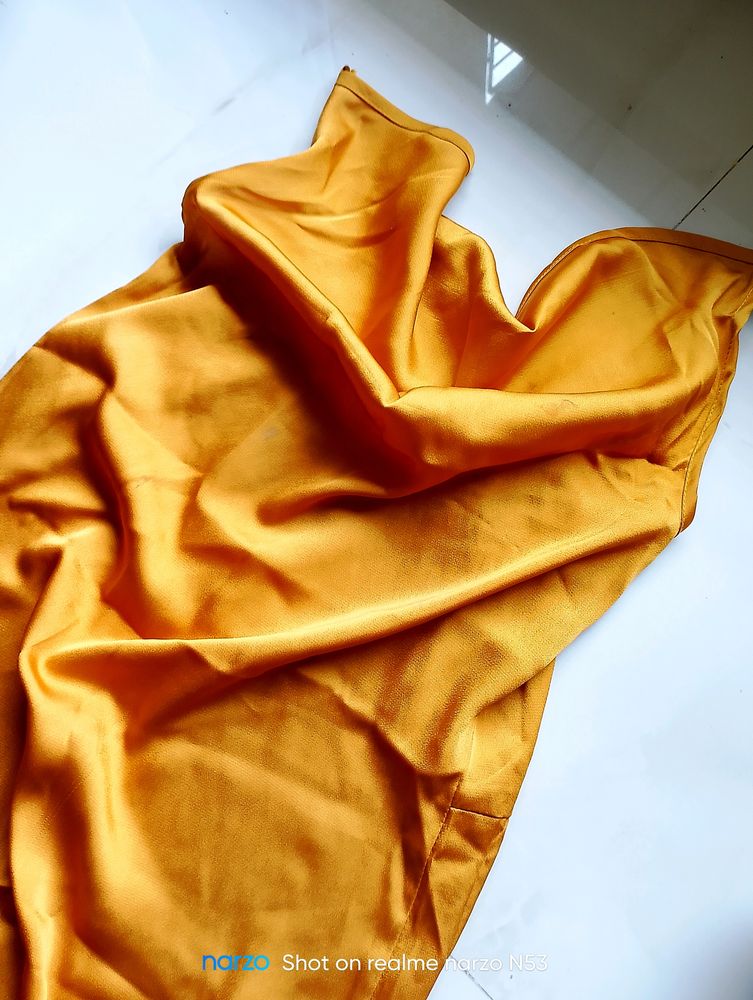 Yellow Satin Party Wear Dress