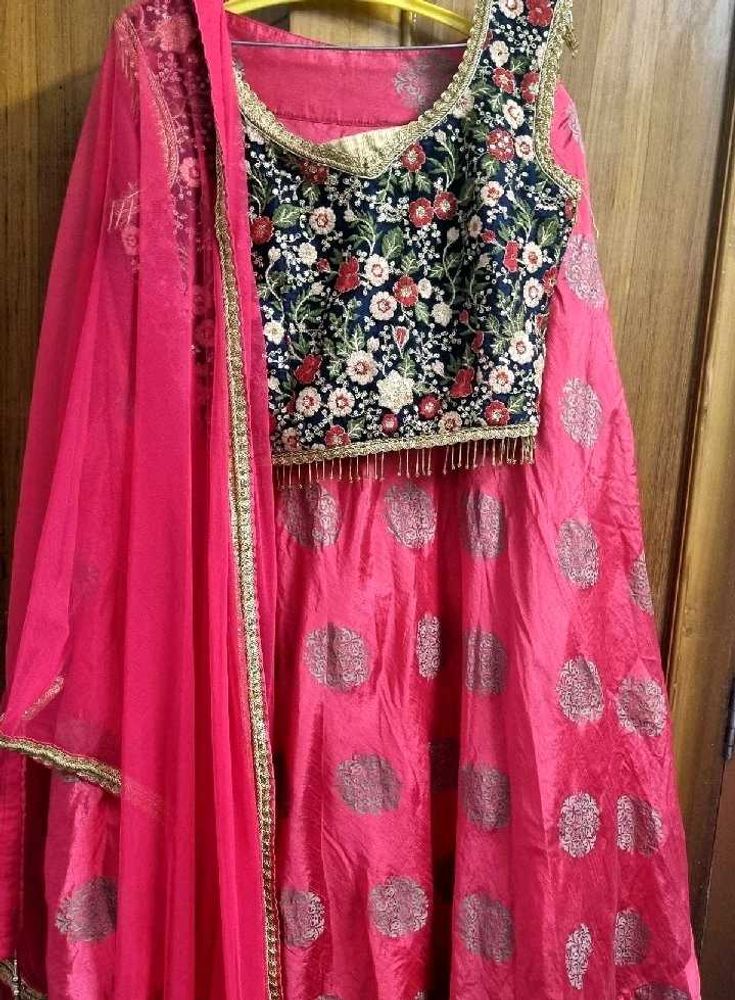 Pink Floral Lehenga Choli Set