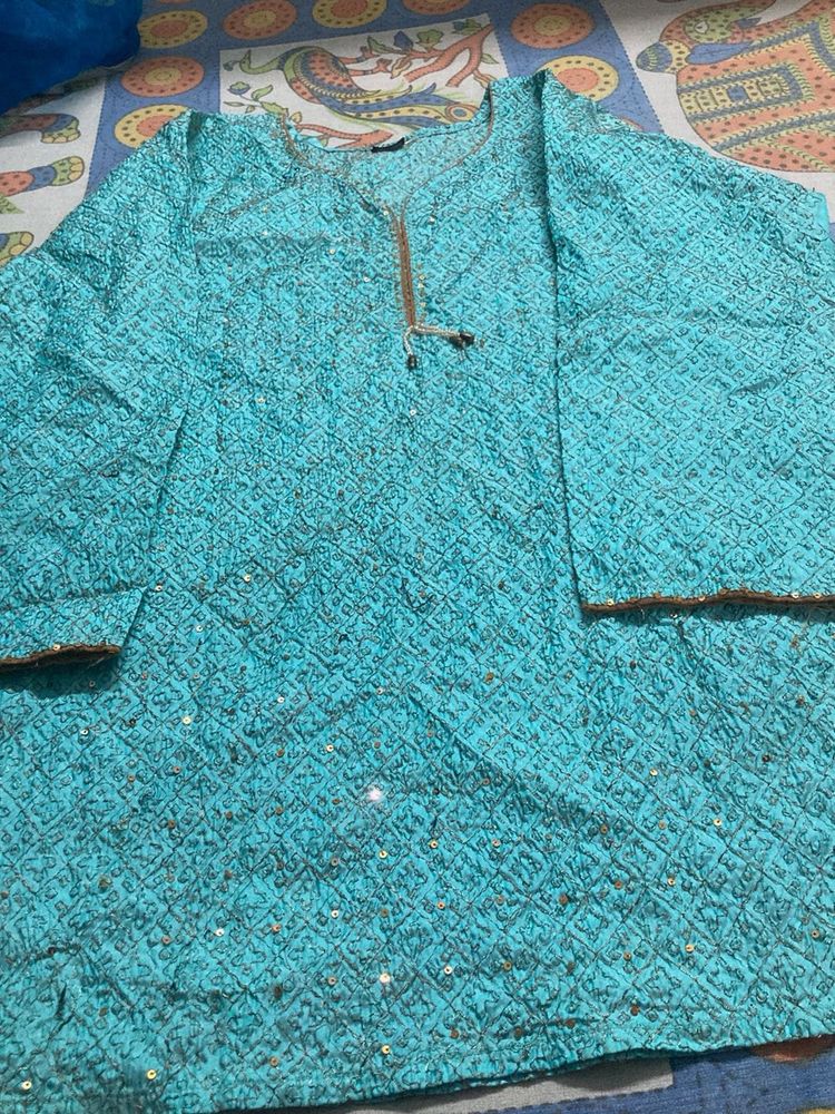 Aqua Embellished Kurta