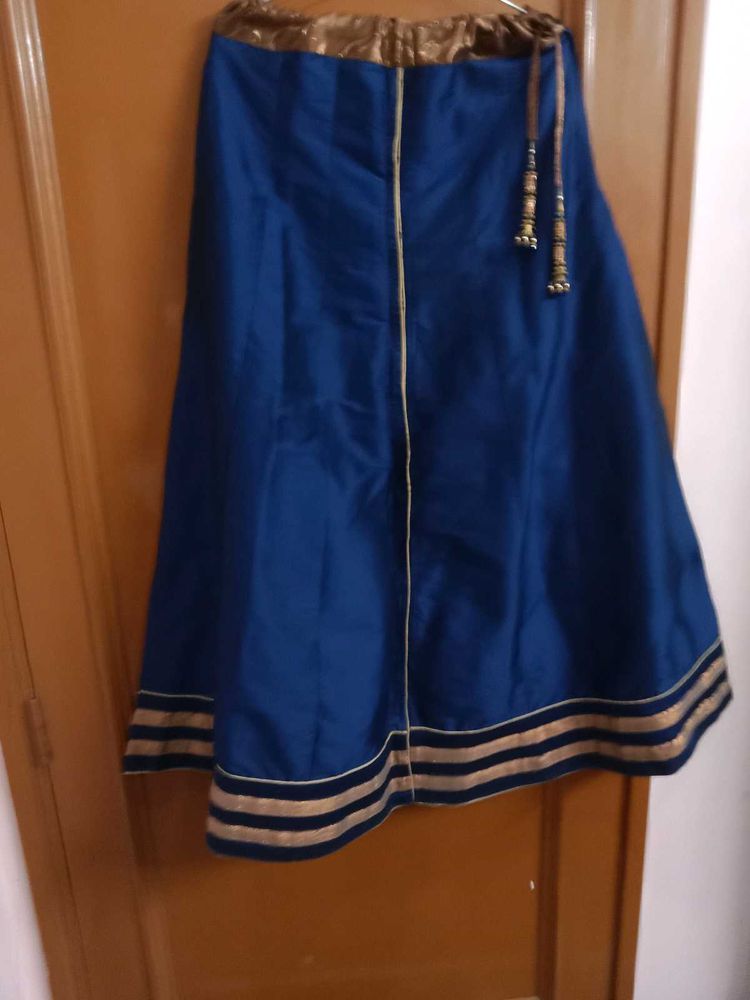 Blue &amp; Gold Skirt With Crop Top