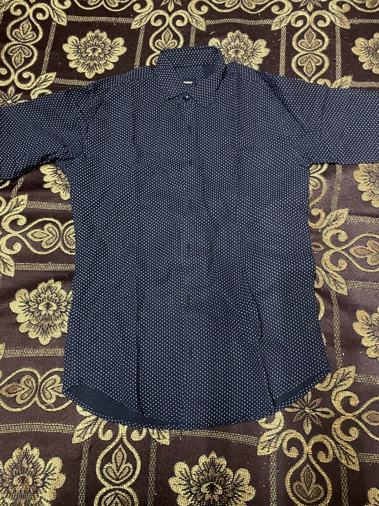 Black Shirt With White Small Dots All Over