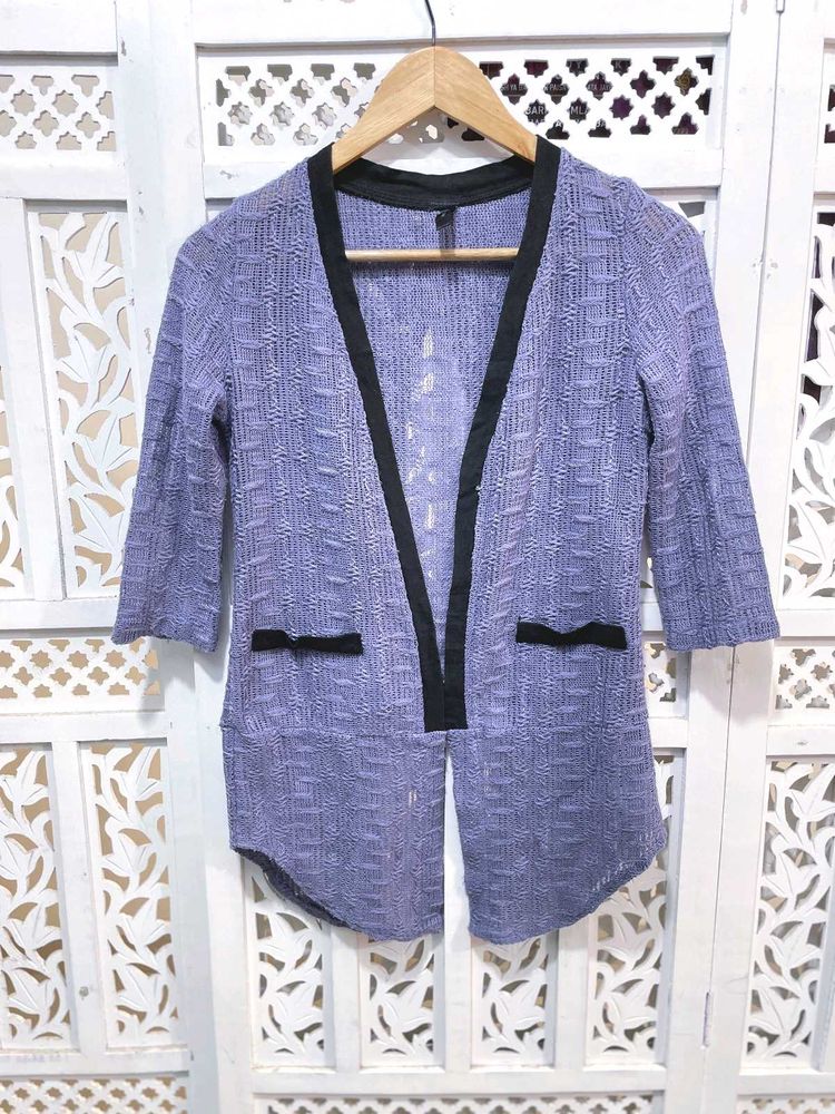 Stylish Textured Open Front Jacket A