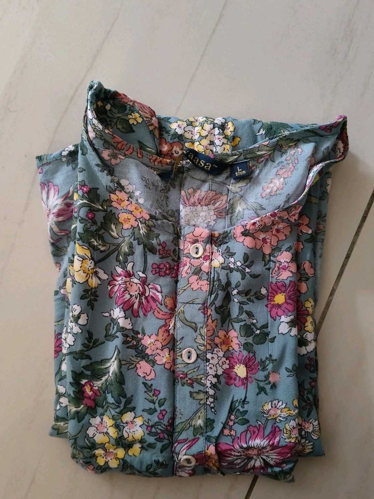 Floral Print Button-Down Kurta