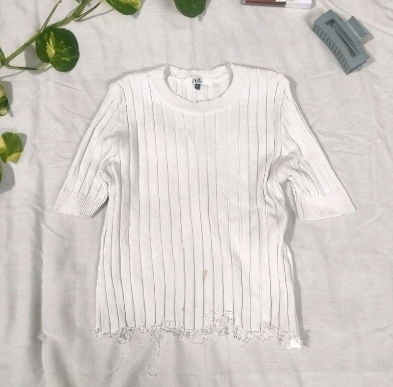 white ribbed crop top