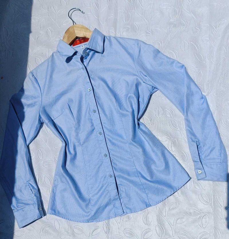 Y2K Light Blue Fitted Shirt