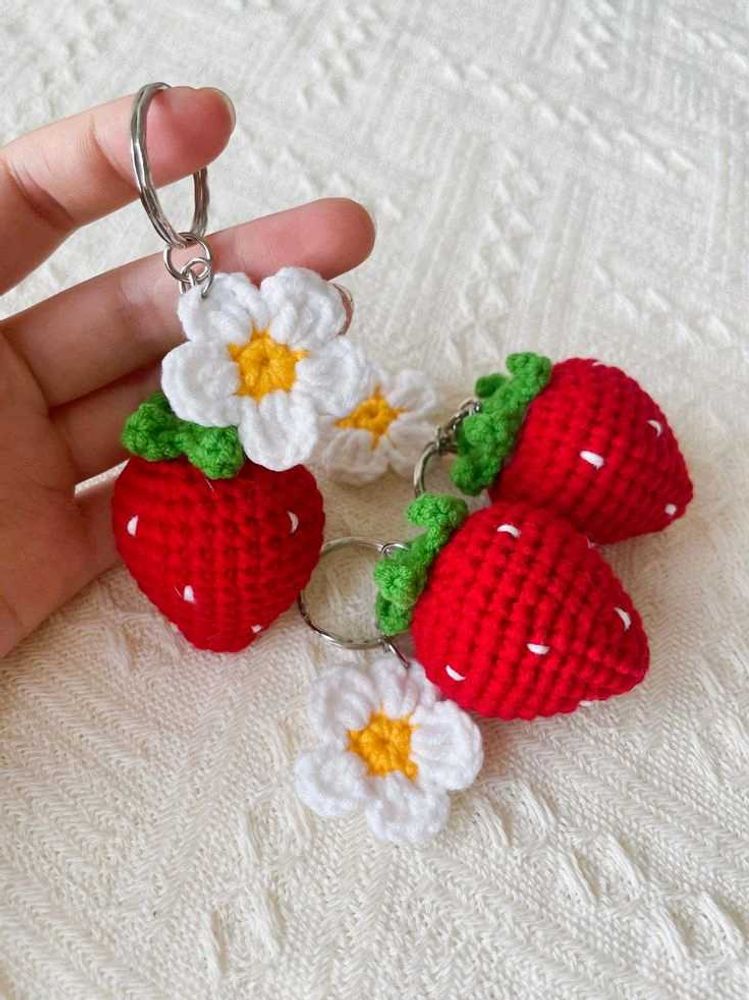 Strawberry Flower Keychain