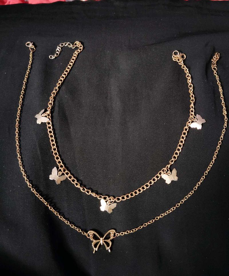 Brownz Butterfly Layered Necklace
