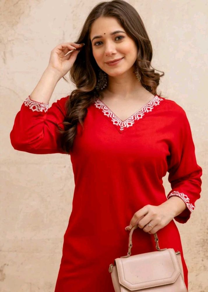 Red Straight Kurti