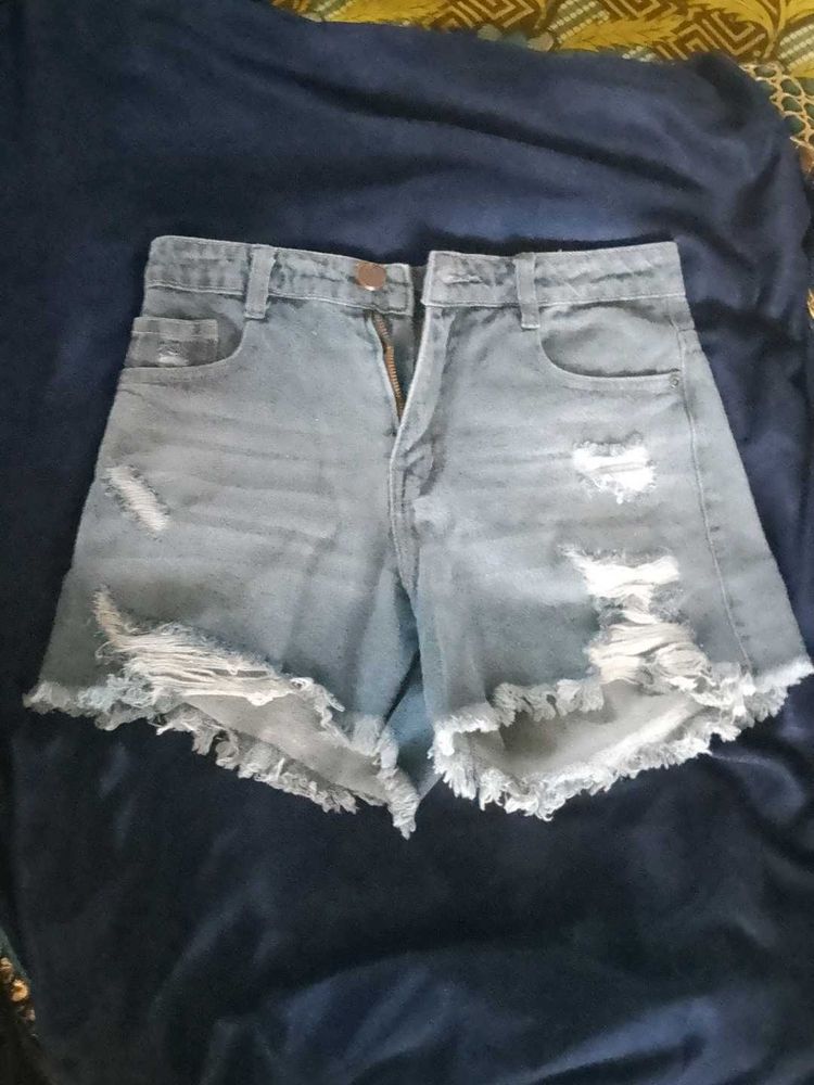 Denim Ripped Shorts
