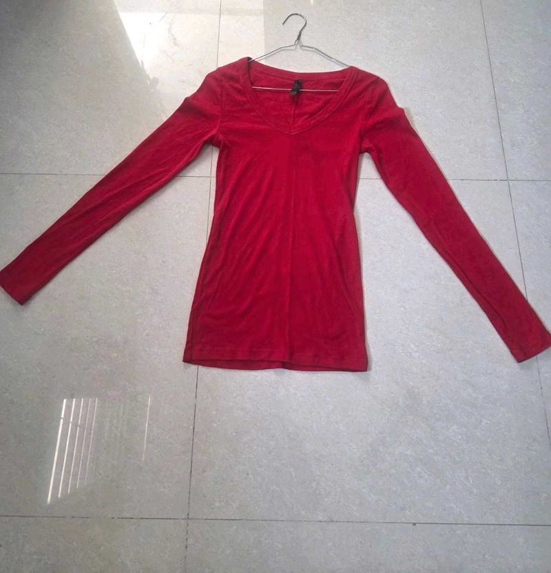 Red Long Sleeve Top