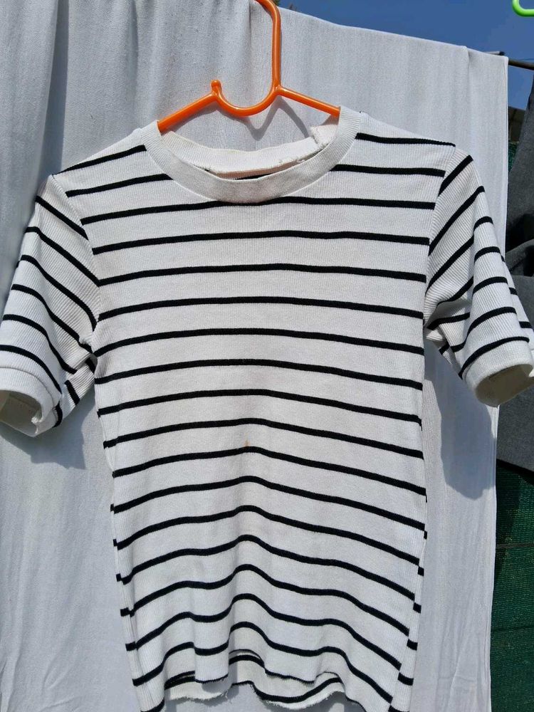 Black &amp; White Strip Tops